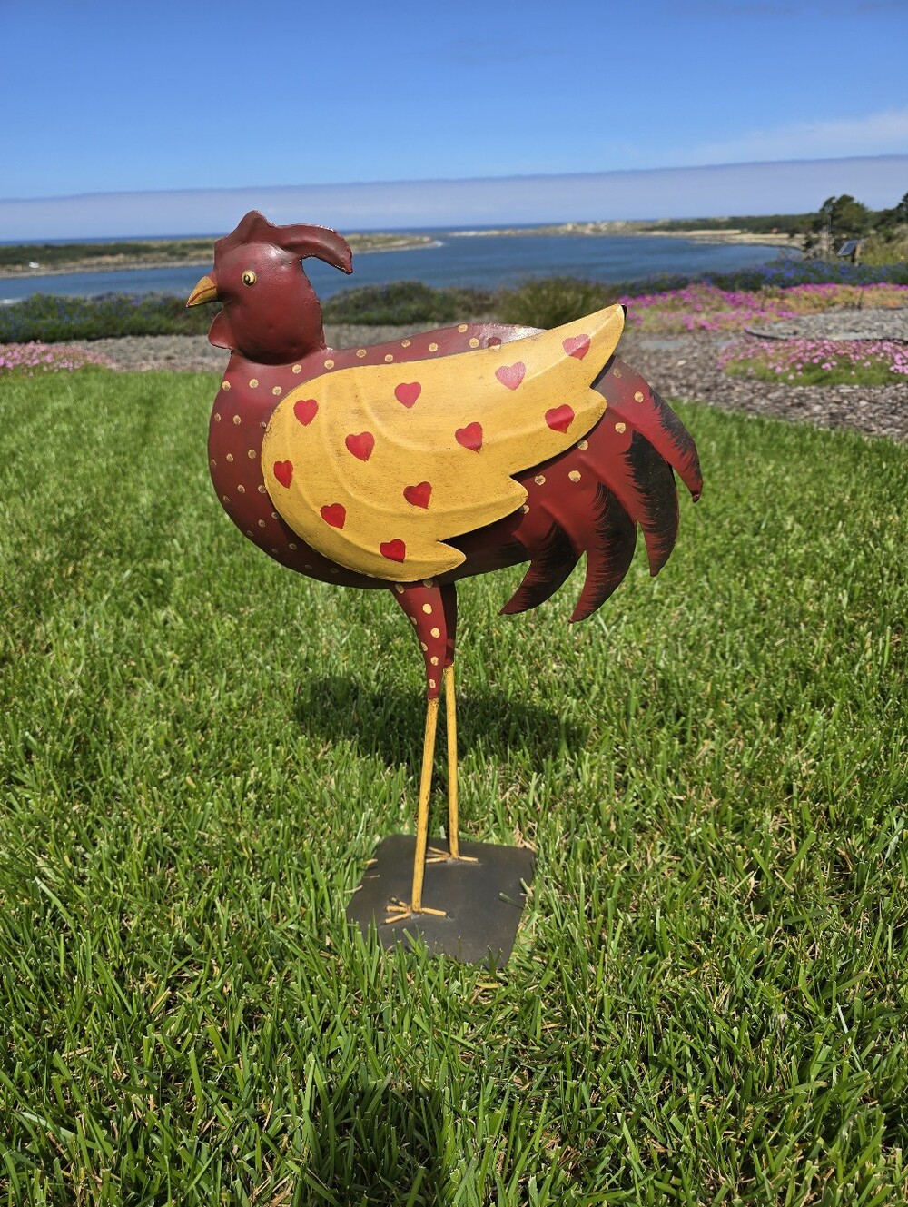 Rustic Metal Rooster Garden Handpainted Yard Art Sculpture Farmhouse 22+"